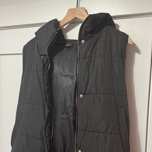Black Puffer Vest with Hood